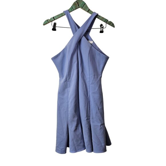 Likely Women's Carolyn Halter in Periwinkle Criss Cross Neck Mini Dress, 6 - Picture 2 of 7